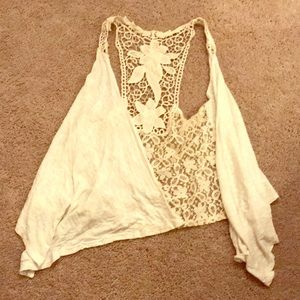 Cream lace backed vest